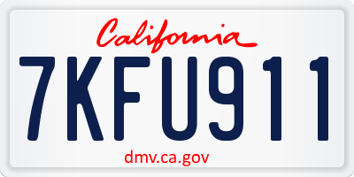 CA license plate 7KFU911