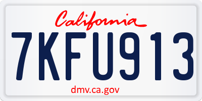 CA license plate 7KFU913