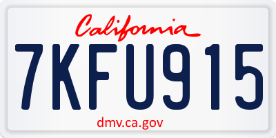 CA license plate 7KFU915