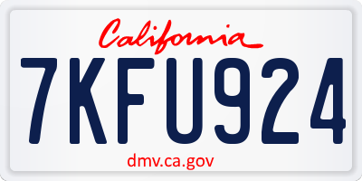 CA license plate 7KFU924