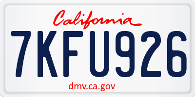 CA license plate 7KFU926