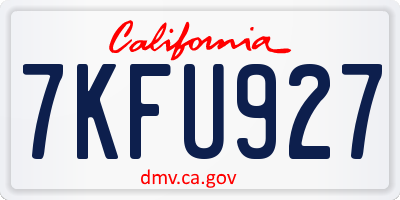 CA license plate 7KFU927