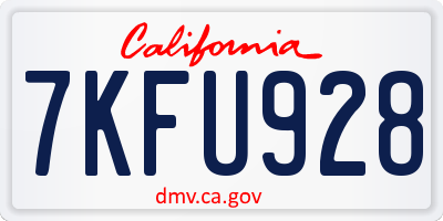 CA license plate 7KFU928