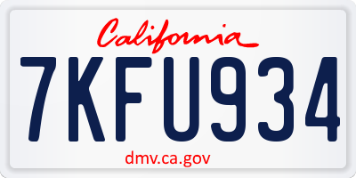 CA license plate 7KFU934