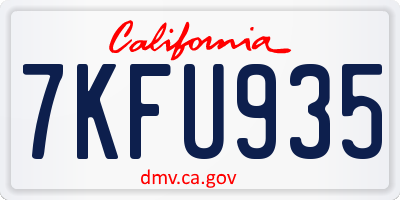 CA license plate 7KFU935