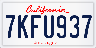 CA license plate 7KFU937