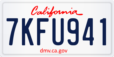 CA license plate 7KFU941