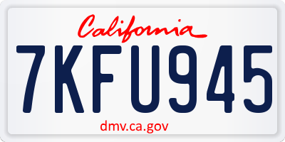 CA license plate 7KFU945