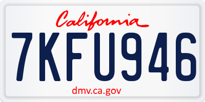 CA license plate 7KFU946