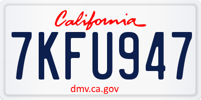 CA license plate 7KFU947