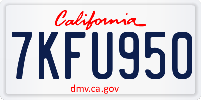 CA license plate 7KFU950