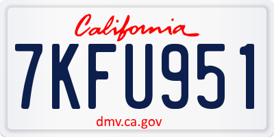 CA license plate 7KFU951