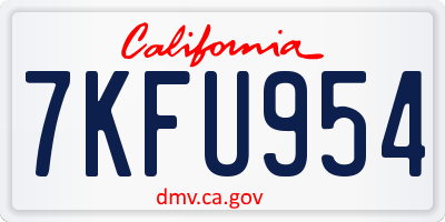 CA license plate 7KFU954