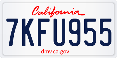 CA license plate 7KFU955