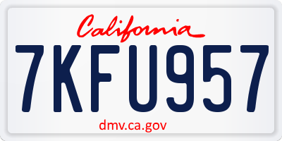 CA license plate 7KFU957
