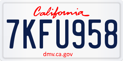CA license plate 7KFU958