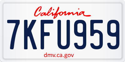 CA license plate 7KFU959