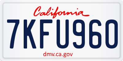 CA license plate 7KFU960