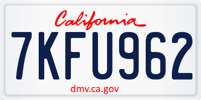 CA license plate 7KFU962
