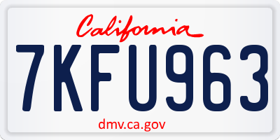 CA license plate 7KFU963