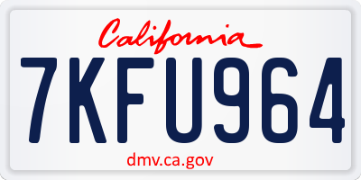 CA license plate 7KFU964