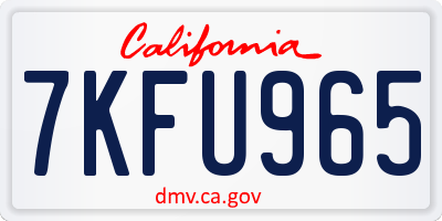 CA license plate 7KFU965