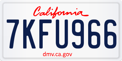 CA license plate 7KFU966