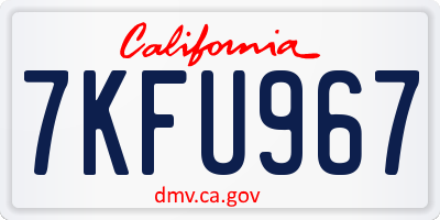 CA license plate 7KFU967