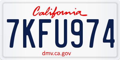 CA license plate 7KFU974
