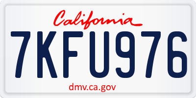 CA license plate 7KFU976