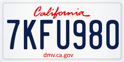 CA license plate 7KFU980