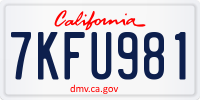 CA license plate 7KFU981