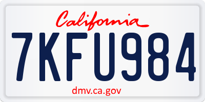 CA license plate 7KFU984
