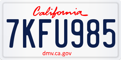 CA license plate 7KFU985