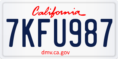 CA license plate 7KFU987
