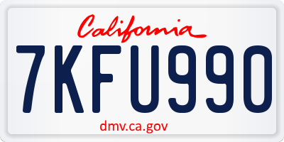 CA license plate 7KFU990