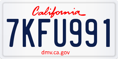 CA license plate 7KFU991