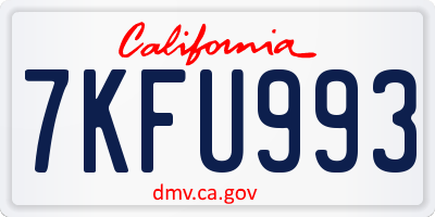 CA license plate 7KFU993