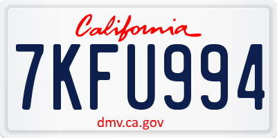 CA license plate 7KFU994