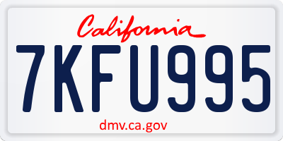 CA license plate 7KFU995