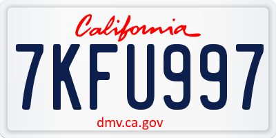 CA license plate 7KFU997