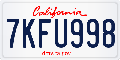 CA license plate 7KFU998