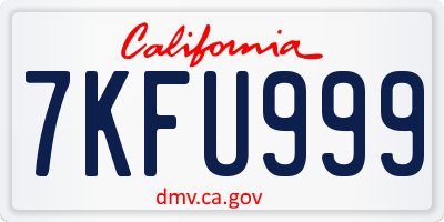 CA license plate 7KFU999