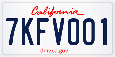 CA license plate 7KFV001