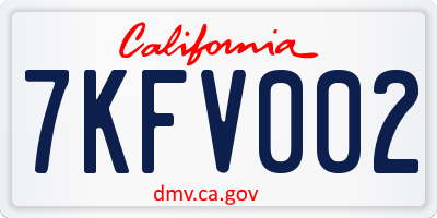 CA license plate 7KFV002