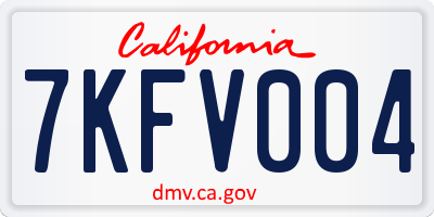 CA license plate 7KFV004