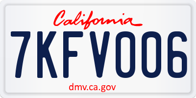 CA license plate 7KFV006