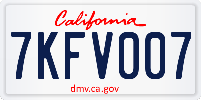CA license plate 7KFV007