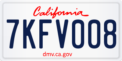 CA license plate 7KFV008