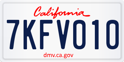 CA license plate 7KFV010